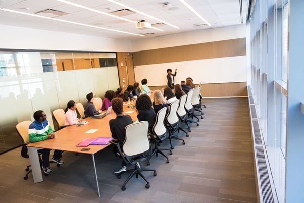 Board meeting in a modern boardroom