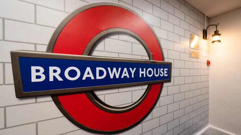 Broadway House sign themed floor London Underground