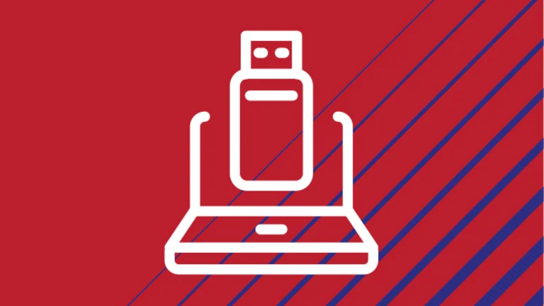 A laptop icon with a USB stick icon positioned over the screen