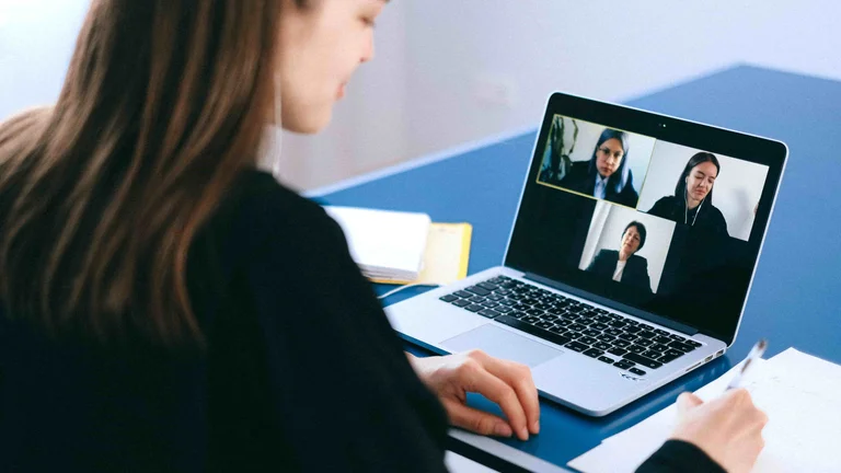 woman on a laptop video call
