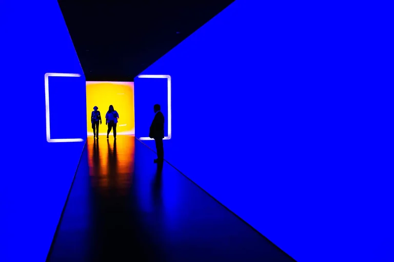 Blue corridor lighting