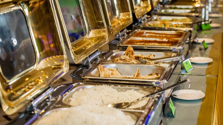 Self-service catering at a corporate event.